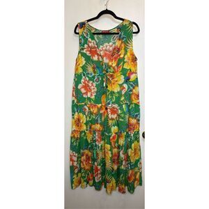 Rubyyaya tropical floral lightweight maxi dress size M